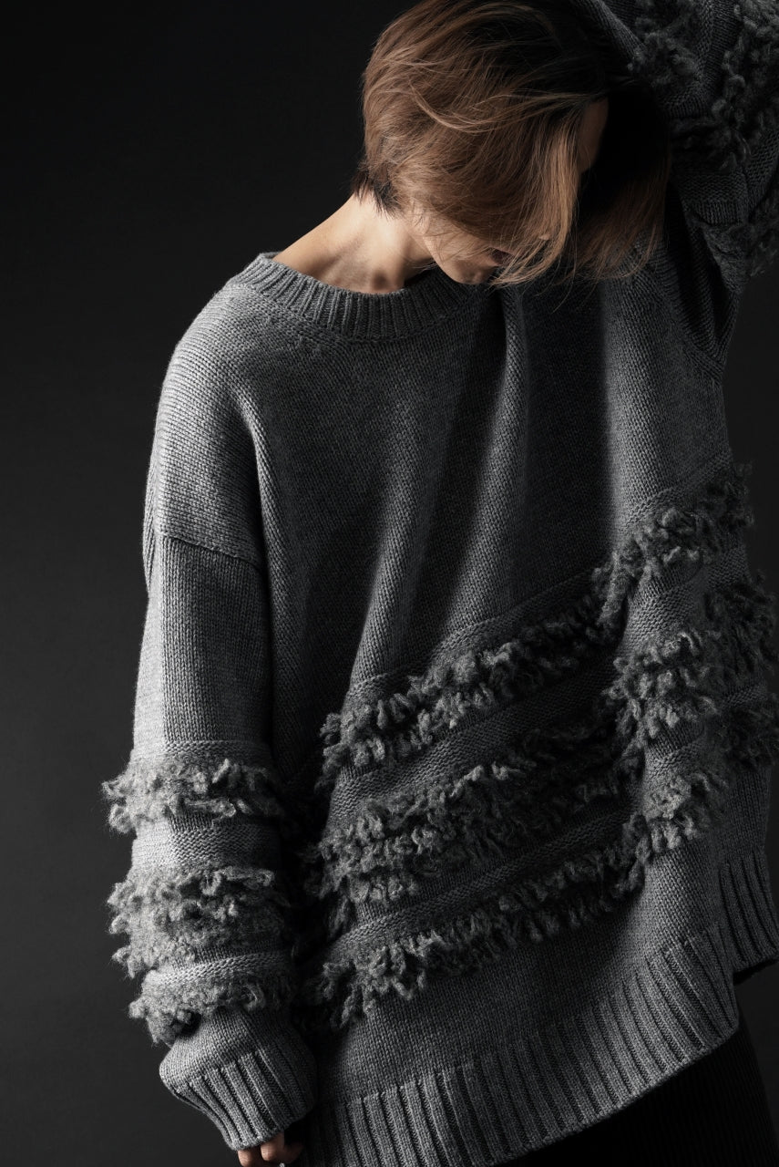 画像をギャラリービューアに読み込む, F/CE. DUAL TEXTURE SHIFTED LINES KNIT (CHARCOAL)