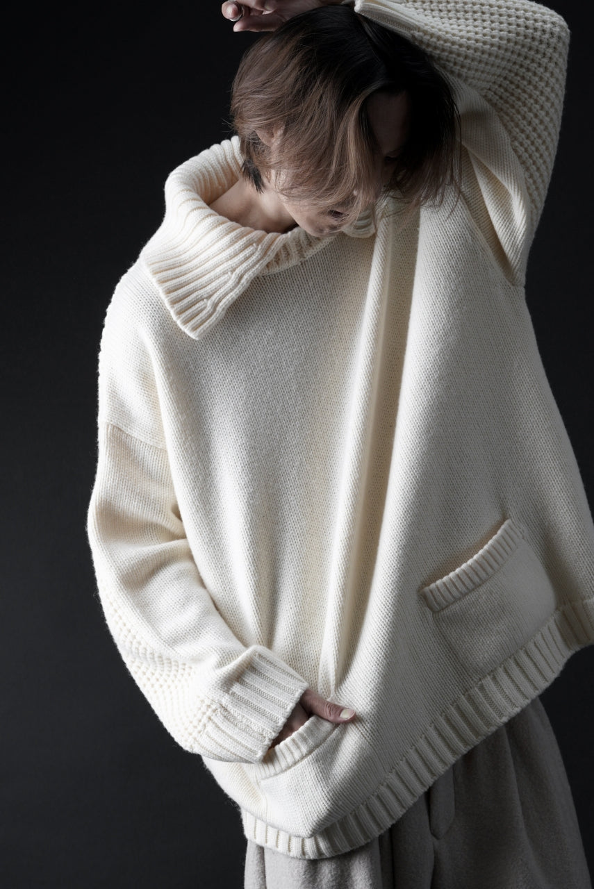 画像をギャラリービューアに読み込む, F/CE. REVERSE PATTERN COLLAR KNIT (IVORY)