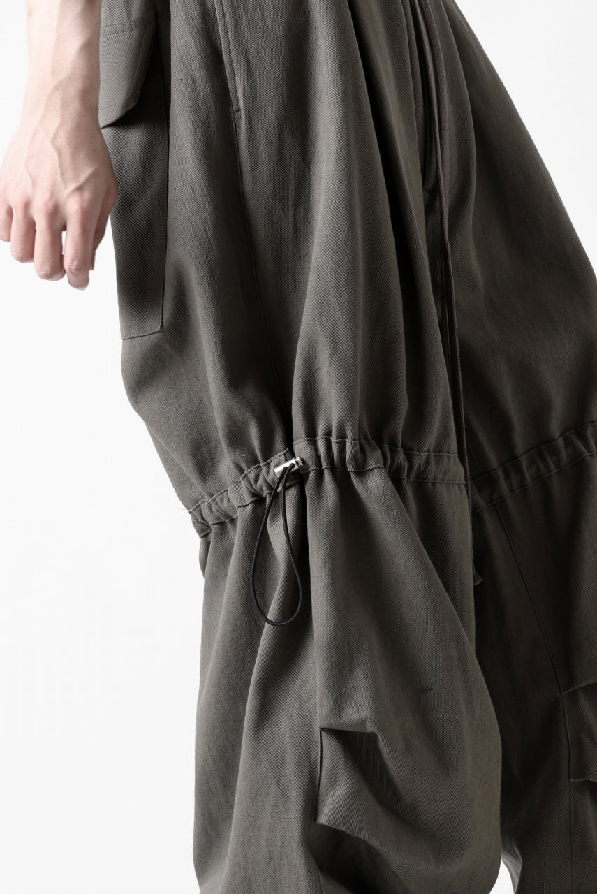 画像をギャラリービューアに読み込む, A.F ARTEFACT STRING-SQUEEZING WIDE PANTS / COTTON LINEN TWILL (KHAKI)