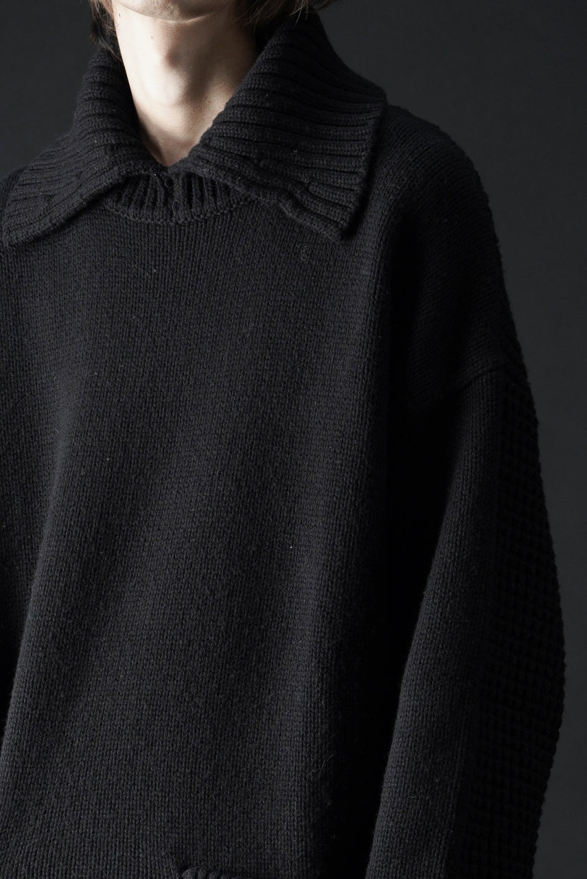 画像をギャラリービューアに読み込む, F/CE. REVERSE PATTERN COLLAR KNIT (BLACK)