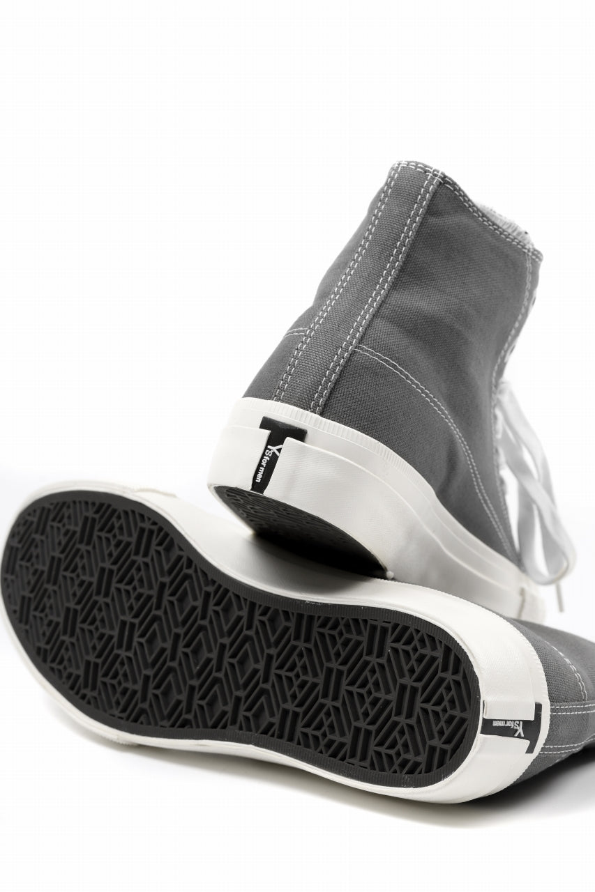 画像をギャラリービューアに読み込む, Y's for men HIGH TOP SNEAKER / COTTON CANVAS (GREY x WHITE)