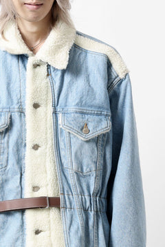 画像をギャラリービューアに読み込む, FACETASM ASSYMETRICAL BELTED SHERPA DENIM JACKET (INDIGO)