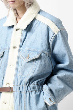 画像をギャラリービューアに読み込む, FACETASM ASSYMETRICAL BELTED SHERPA DENIM JACKET (INDIGO)