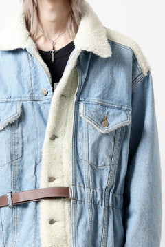 画像をギャラリービューアに読み込む, FACETASM ASSYMETRICAL BELTED SHERPA DENIM JACKET (INDIGO)