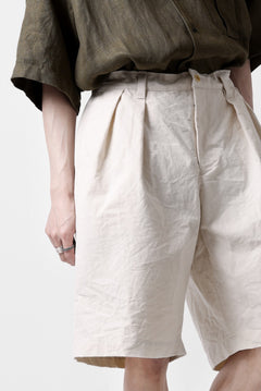 Load image into Gallery viewer, CAPERTICA 2-TUCK WIDE SHORTS / ARMY CANVAS (KINARI)