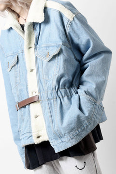 画像をギャラリービューアに読み込む, FACETASM ASSYMETRICAL BELTED SHERPA DENIM JACKET (INDIGO)