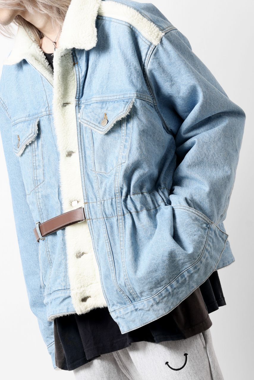 画像をギャラリービューアに読み込む, FACETASM ASSYMETRICAL BELTED SHERPA DENIM JACKET (INDIGO)