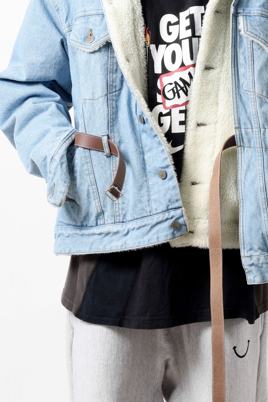 画像をギャラリービューアに読み込む, FACETASM ASSYMETRICAL BELTED SHERPA DENIM JACKET (INDIGO)