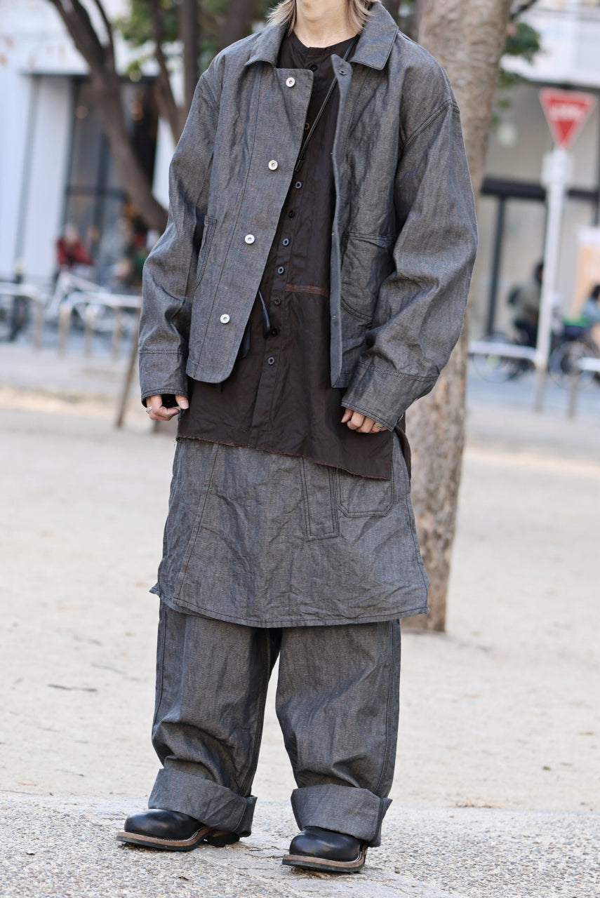 画像をギャラリービューアに読み込む, KLASICA "SOLO WOOD" LOOSE FIT SHORT COVER ALL / 9.7oz COTTON x LINEN CHAMBRAY (GRAY DENIM)