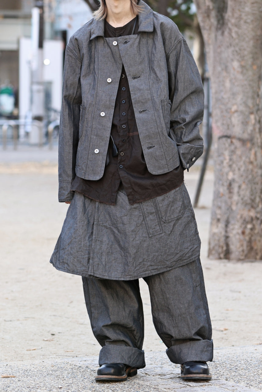 画像をギャラリービューアに読み込む, KLASICA "SOLO WOOD" LOOSE FIT SHORT COVER ALL / 9.7oz COTTON x LINEN CHAMBRAY (GRAY DENIM)