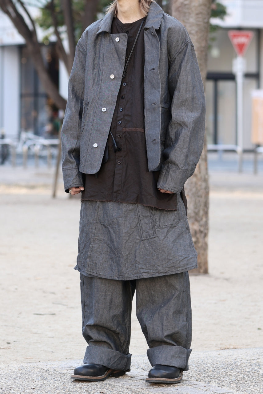 画像をギャラリービューアに読み込む, KLASICA "SOLO WOOD" LOOSE FIT SHORT COVER ALL / 9.7oz COTTON x LINEN CHAMBRAY (GRAY DENIM)