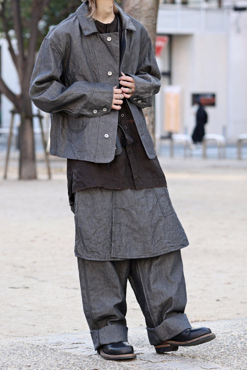 画像をギャラリービューアに読み込む, KLASICA "ROCKWELL" LOW CLOTCH APRON WORKER PANTS / 9.7oz COTTON x LINEN CHAMBRAY (GRAY DENIM)