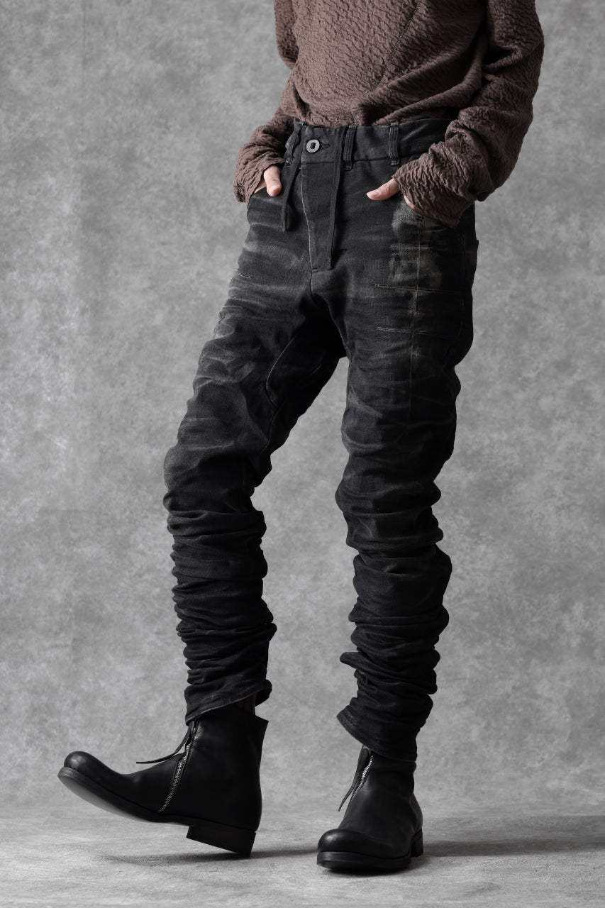 画像をギャラリービューアに読み込む, BORIS BIDJAN SABERI TIGHT FIT PANTS / STONE WASHED & USED EFFECT & BODY MOLDED "P13.TF-F1603K" (BLACK DENIM)