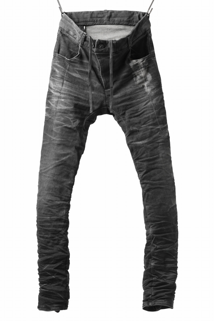 画像をギャラリービューアに読み込む, BORIS BIDJAN SABERI TIGHT FIT PANTS / STONE WASHED &amp; USED EFFECT &amp; BODY MOLDED &quot;P13.TF-F1603K&quot; (BLACK DENIM)