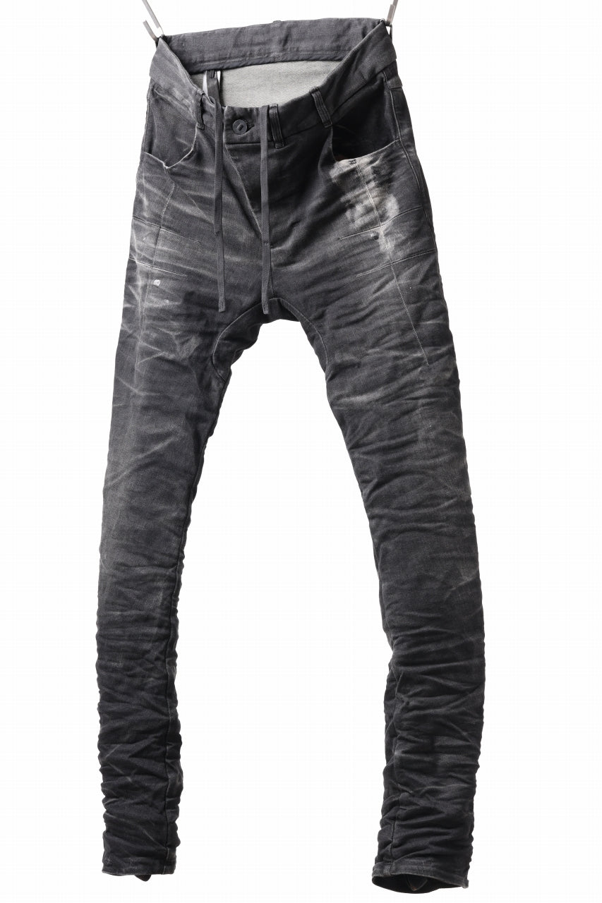 画像をギャラリービューアに読み込む, BORIS BIDJAN SABERI TIGHT FIT PANTS / STONE WASHED &amp; USED EFFECT &amp; BODY MOLDED &quot;P13.TF-F1603K&quot; (BLACK DENIM)