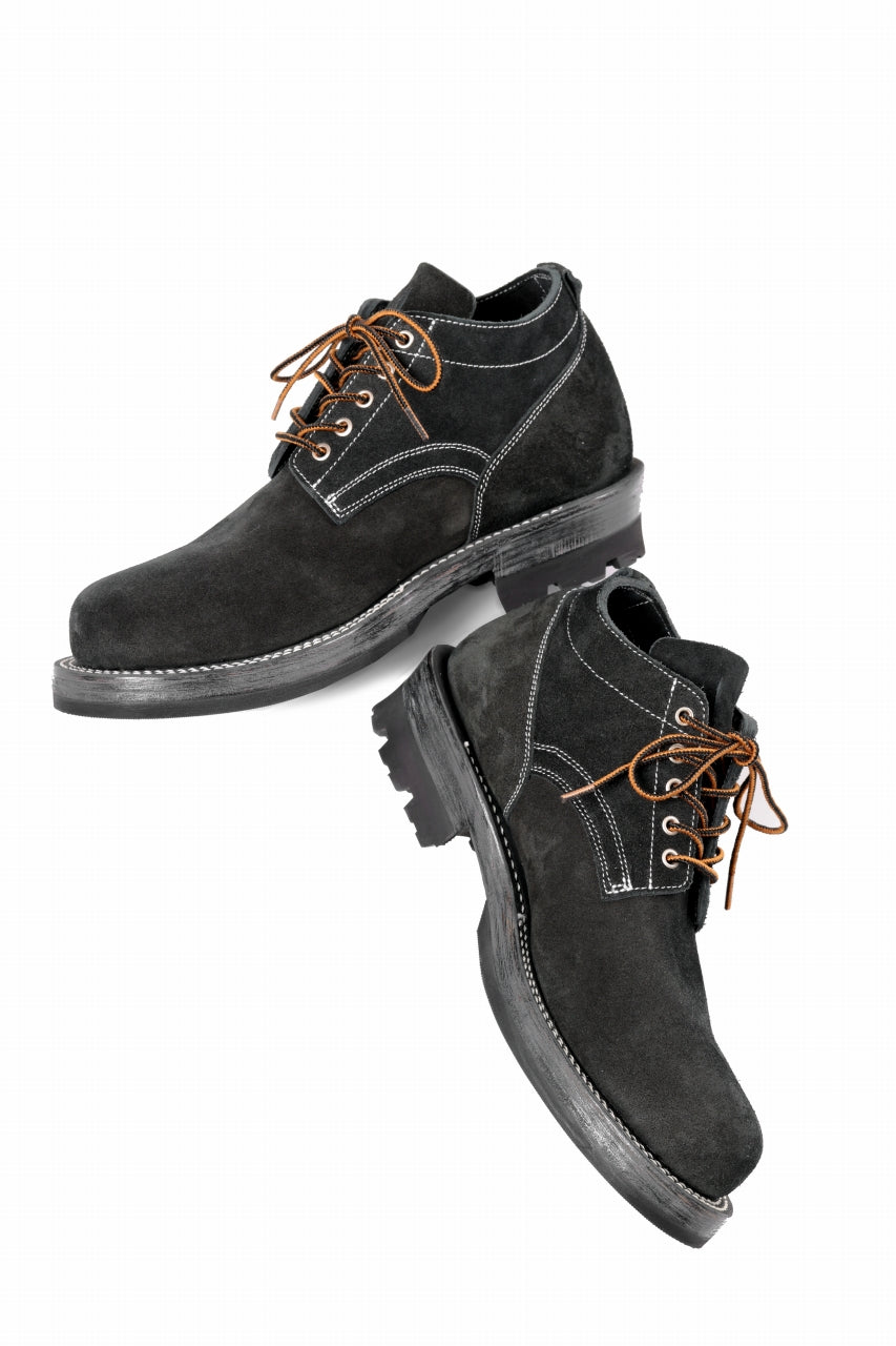 Load image into Gallery viewer, Portaille x LOOM exclusive DOUBLE STITCHED WELT WORKING DERBY / BOX CALF SUEDE (BLACK)