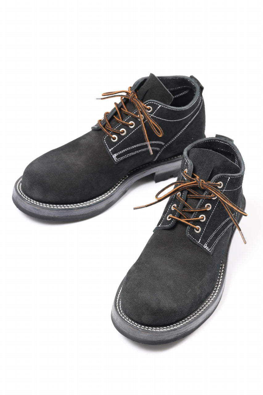 Load image into Gallery viewer, Portaille x LOOM exclusive DOUBLE STITCHED WELT WORKING DERBY / BOX CALF SUEDE (BLACK)
