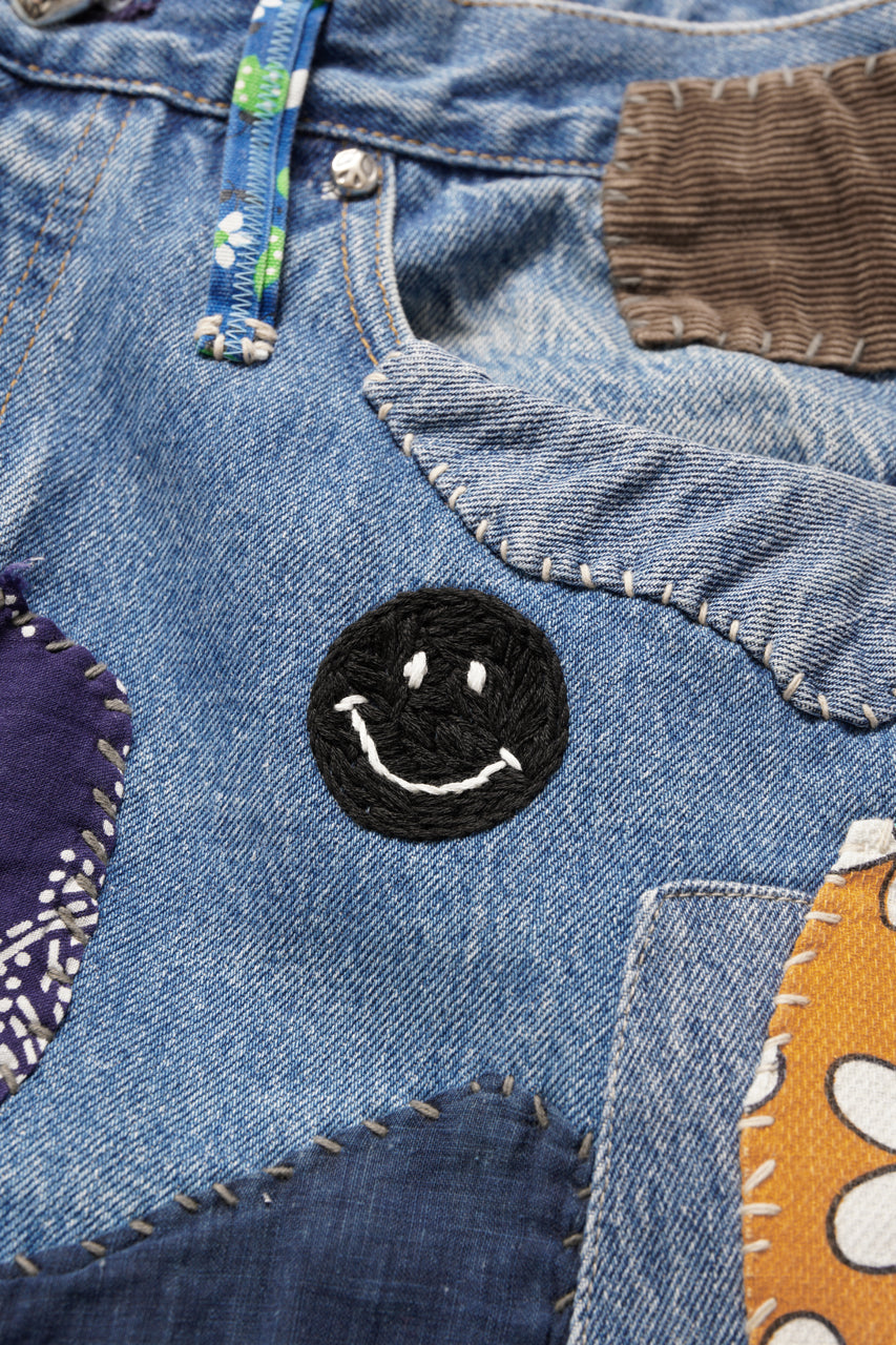 画像をギャラリービューアに読み込む, READYMADE HIPPIE DENIM PANTS / VINTAGE REMAKE + ART CRAFT (BLUE)