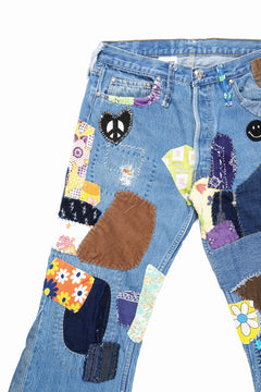 画像をギャラリービューアに読み込む, READYMADE HIPPIE DENIM PANTS / VINTAGE REMAKE + ART CRAFT (BLUE)