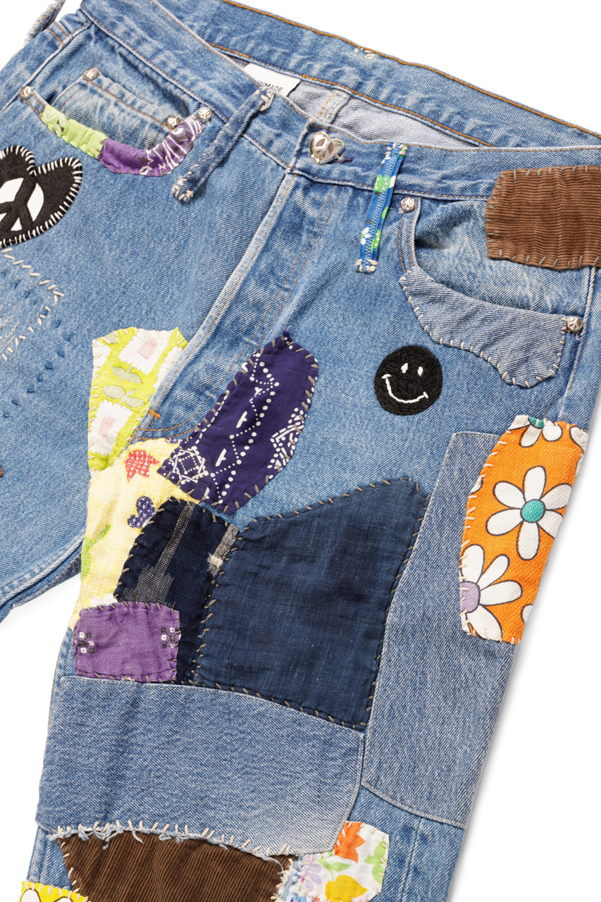 画像をギャラリービューアに読み込む, READYMADE HIPPIE DENIM PANTS / VINTAGE REMAKE + ART CRAFT (BLUE)