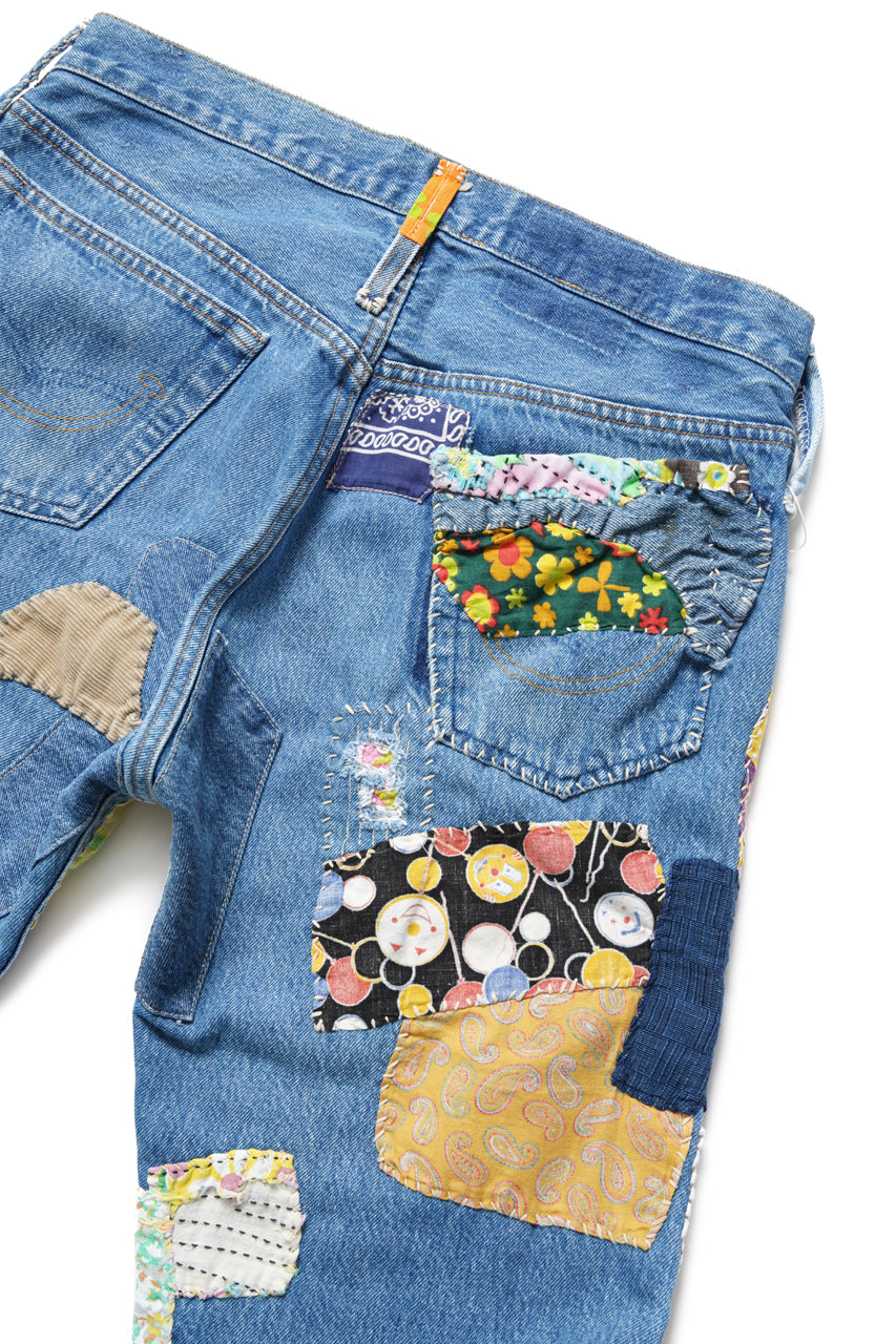 画像をギャラリービューアに読み込む, READYMADE HIPPIE DENIM PANTS / VINTAGE REMAKE + ART CRAFT (BLUE)