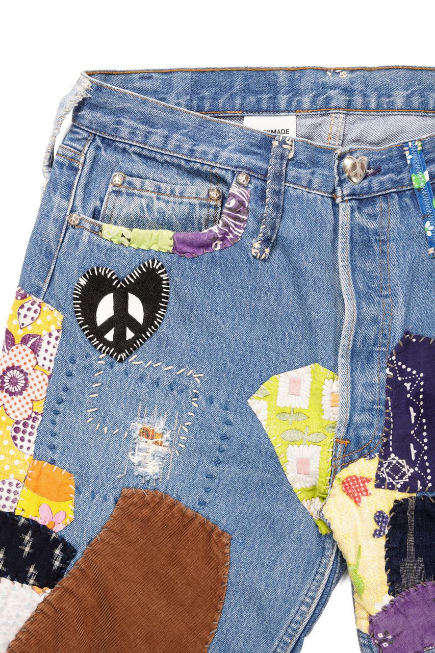画像をギャラリービューアに読み込む, READYMADE HIPPIE DENIM PANTS / VINTAGE REMAKE + ART CRAFT (BLUE)