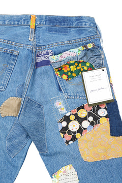 画像をギャラリービューアに読み込む, READYMADE HIPPIE DENIM PANTS / VINTAGE REMAKE + ART CRAFT (BLUE)