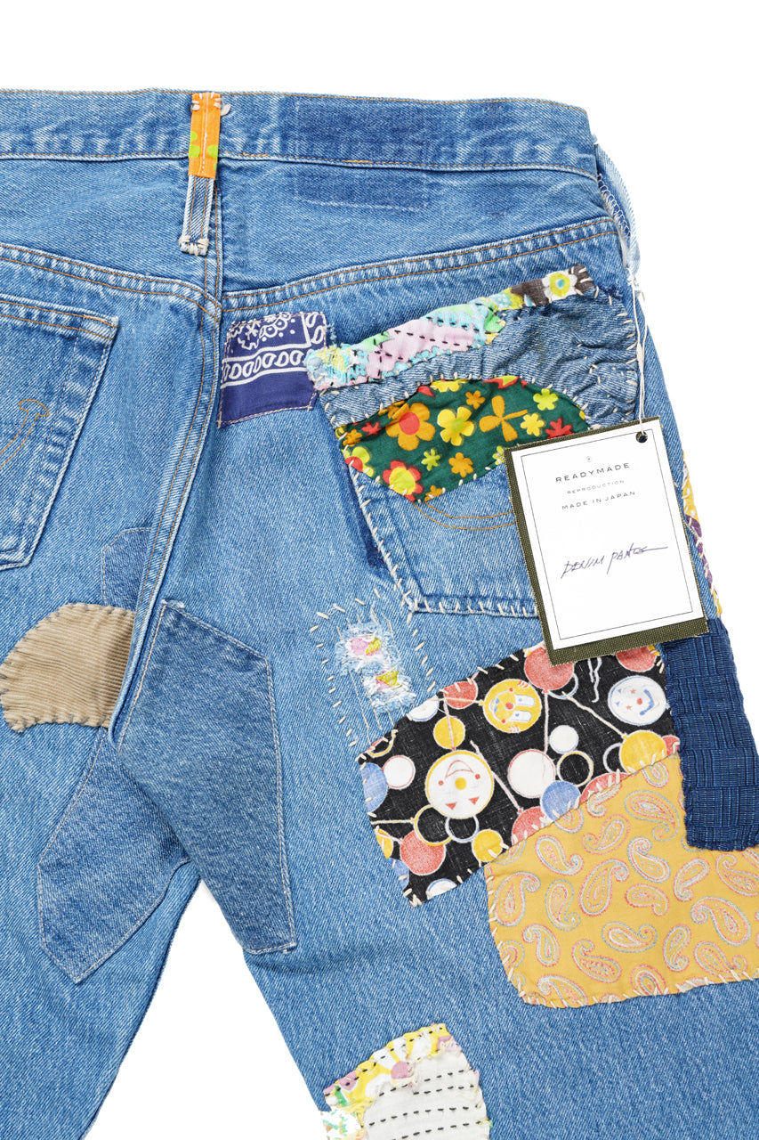画像をギャラリービューアに読み込む, READYMADE HIPPIE DENIM PANTS / VINTAGE REMAKE + ART CRAFT (BLUE)