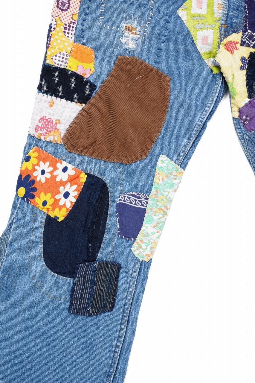 画像をギャラリービューアに読み込む, READYMADE HIPPIE DENIM PANTS / VINTAGE REMAKE + ART CRAFT (BLUE)