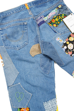 画像をギャラリービューアに読み込む, READYMADE HIPPIE DENIM PANTS / VINTAGE REMAKE + ART CRAFT (BLUE)