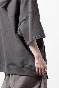 画像をギャラリービューアに読み込む, A.F ARTEFACT PYRA PATTERN PRINT SWEAT HOODIE SHORT SLEEVE (GREY)