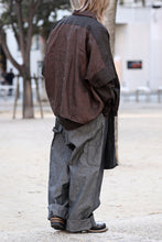 画像をギャラリービューアに読み込む, KLASICA "SH-044" SPLIT RAGLAN COLLAR LESS SHIRTS / BENGARA & SUMI COATED LINEN (BENGARA)
