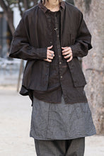 画像をギャラリービューアに読み込む, KLASICA "SH-047" EXTRA DROPPED 1/2 SLEEVE SHIRTS / BENGARA & SUMI COATED LINEN (BENGARA)