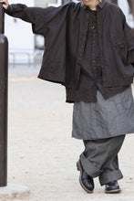 画像をギャラリービューアに読み込む, KLASICA "SH-047" EXTRA DROPPED 1/2 SLEEVE SHIRTS / BENGARA & SUMI COATED LINEN (BENGARA)
