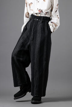画像をギャラリービューアに読み込む, KLASICA GALWAY - Rt CUT OFF BOLD STRAIGHT TROUSERS / IRREGULAR STRIPED ROUGH TWEED (BLACK)