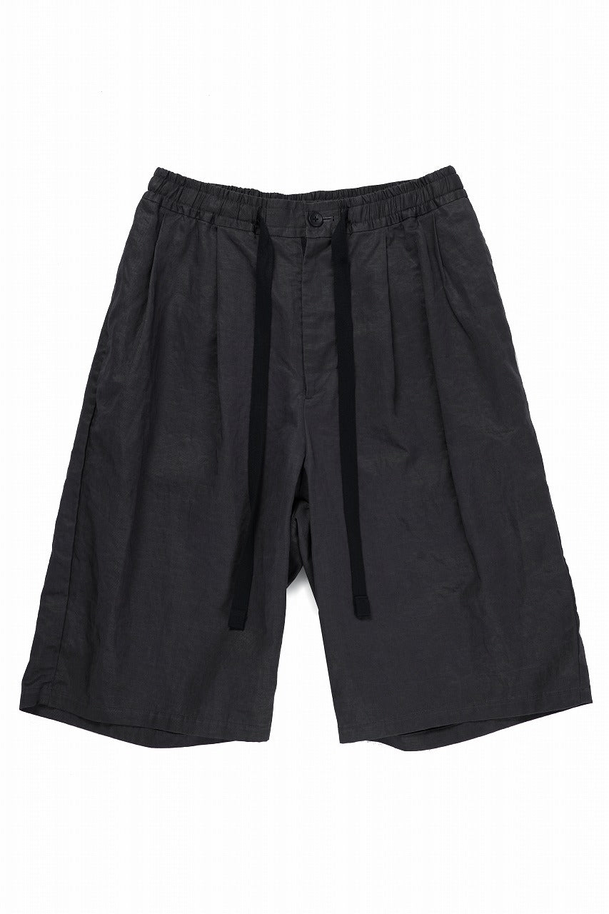 Load image into Gallery viewer, sus-sous wide shorts / cotton linen twill hard finish (CHARCOAL)