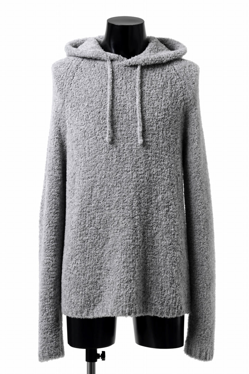 Ten c BOUCLE WOOL KNIT HOODIE (GRAY)