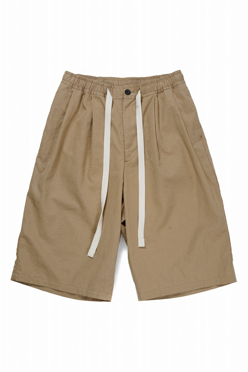 Load image into Gallery viewer, sus-sous wide shorts / cotton linen twill hard finish (BEIGE)