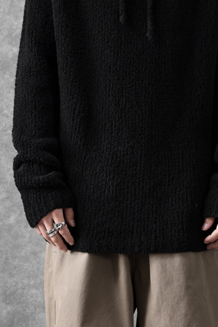 画像をギャラリービューアに読み込む, Ten c BOUCLE WOOL KNIT HOODIE (BLACK)