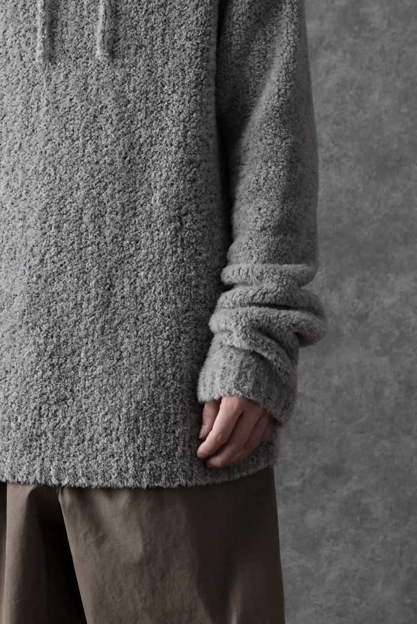 画像をギャラリービューアに読み込む, Ten c BOUCLE WOOL KNIT HOODIE (GRAY)