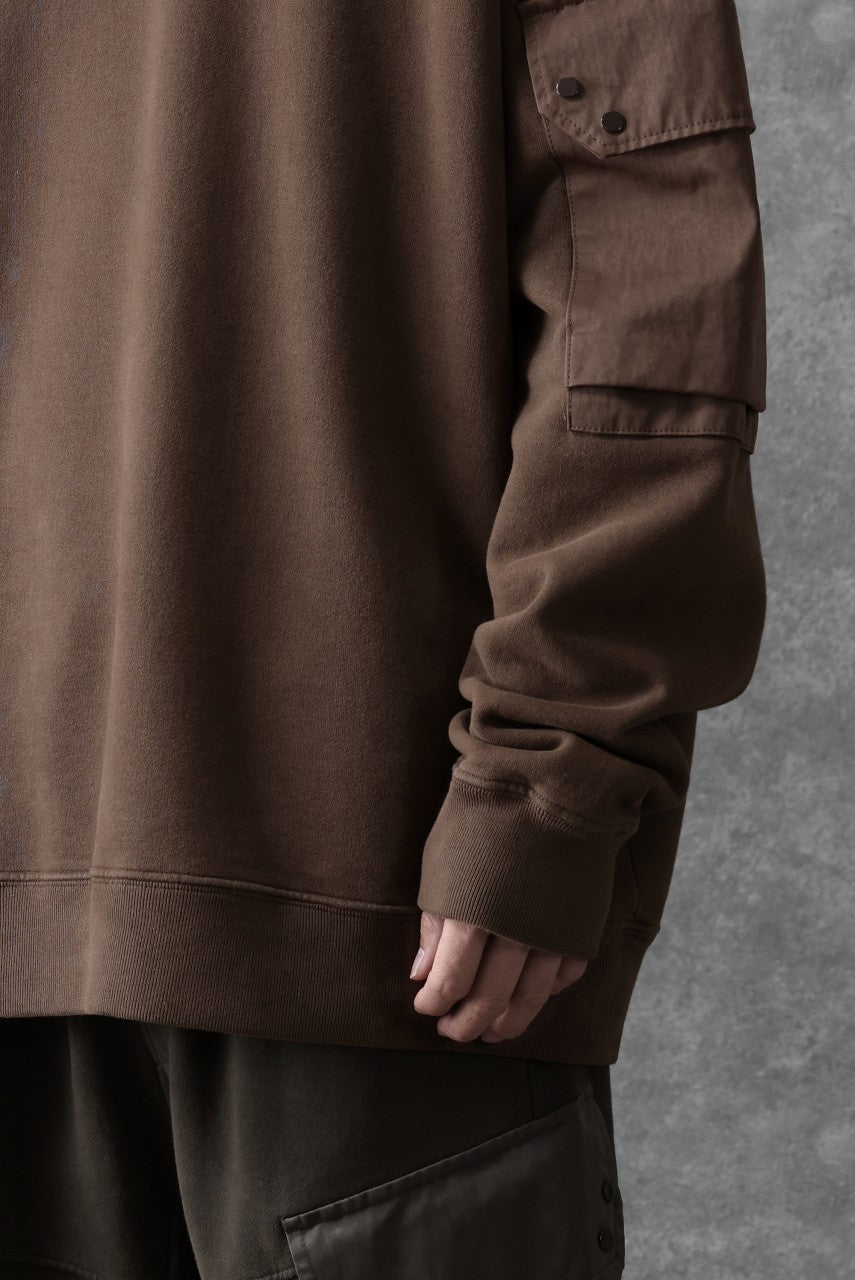 画像をギャラリービューアに読み込む, Ten c MULTI POCKET SNAP CREW SWEAT / GARMENT DYED (BROWN)