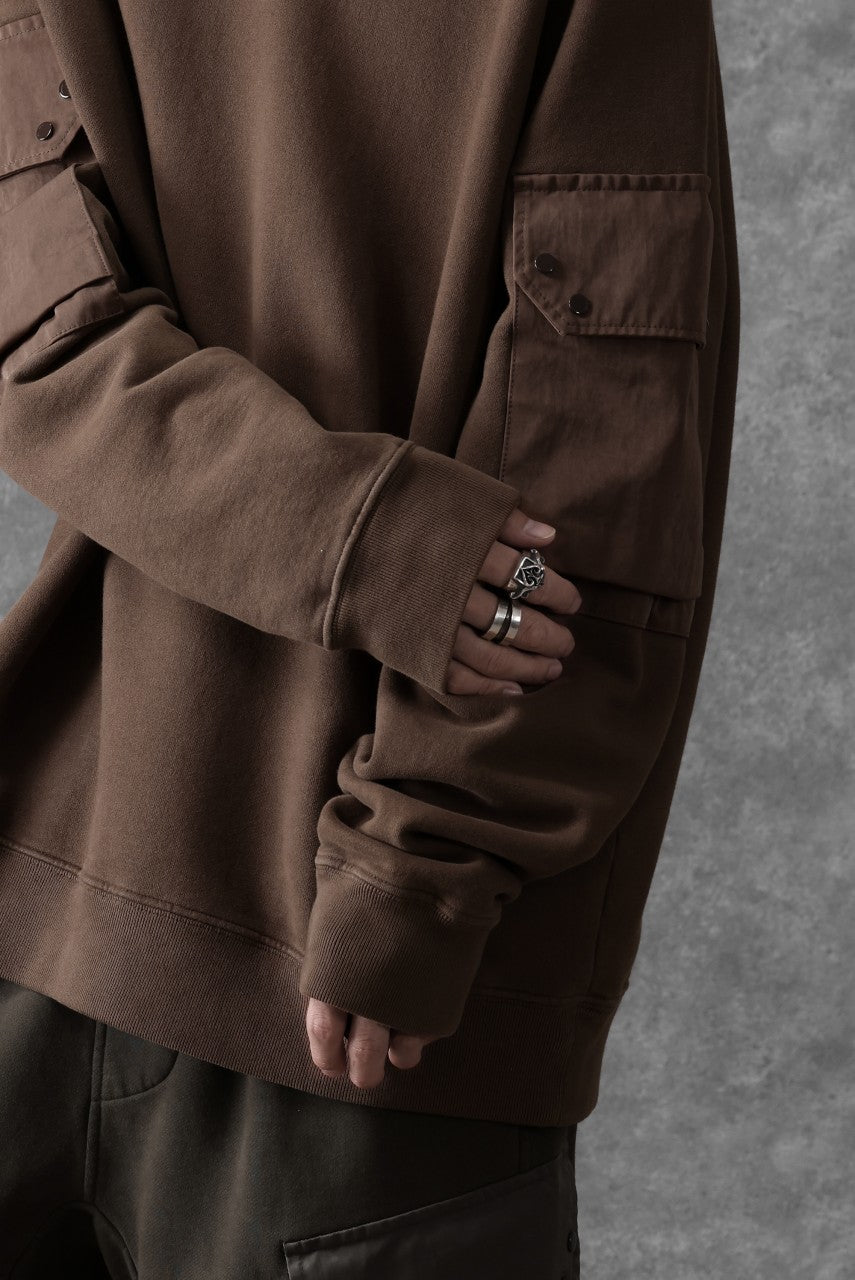 画像をギャラリービューアに読み込む, Ten c MULTI POCKET SNAP CREW SWEAT / GARMENT DYED (BROWN)