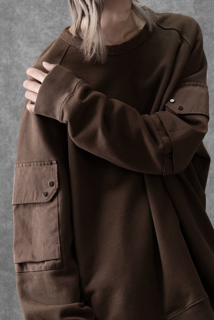 画像をギャラリービューアに読み込む, Ten c MULTI POCKET SNAP CREW SWEAT / GARMENT DYED (BROWN)