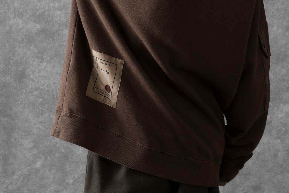 画像をギャラリービューアに読み込む, Ten c MULTI POCKET SNAP CREW SWEAT / GARMENT DYED (BROWN)