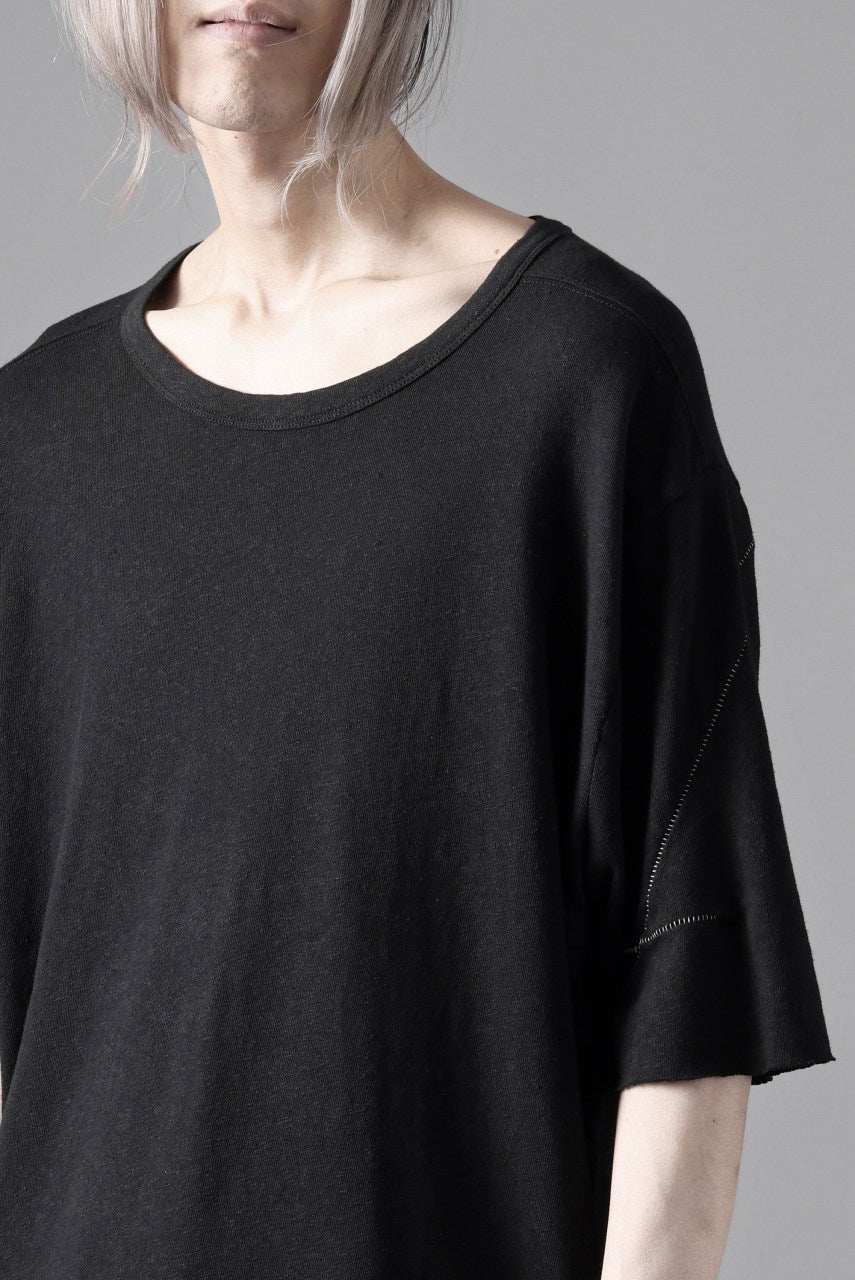 画像をギャラリービューアに読み込む, thom/krom SLIM FIT SHORT SLEEVE TEE / LINEN COTTON JERSEY (BLACK)