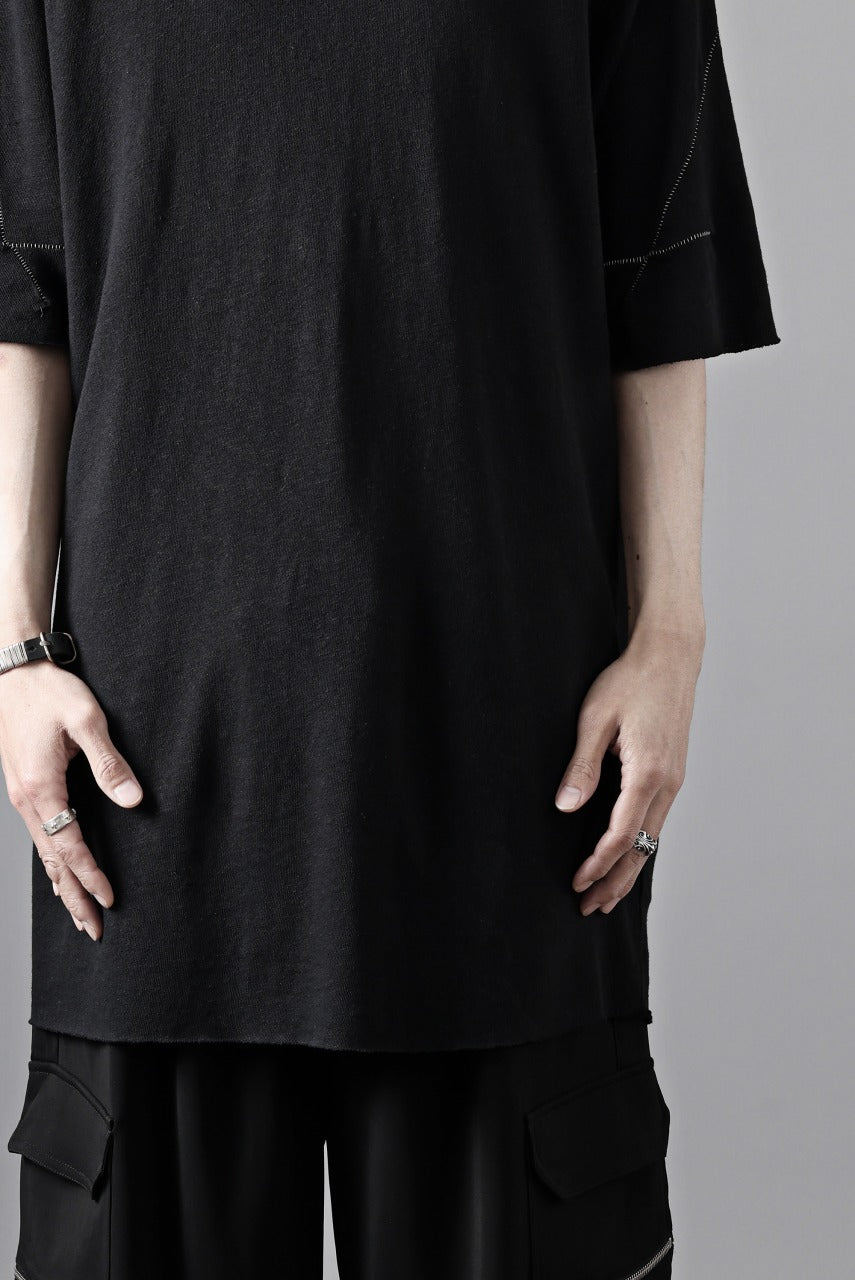 画像をギャラリービューアに読み込む, thom/krom SLIM FIT SHORT SLEEVE TEE / LINEN COTTON JERSEY (BLACK)