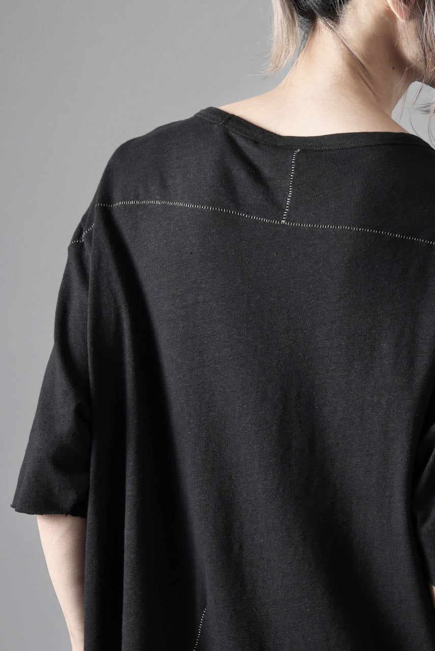 画像をギャラリービューアに読み込む, thom/krom SLIM FIT SHORT SLEEVE TEE / LINEN COTTON JERSEY (BLACK)