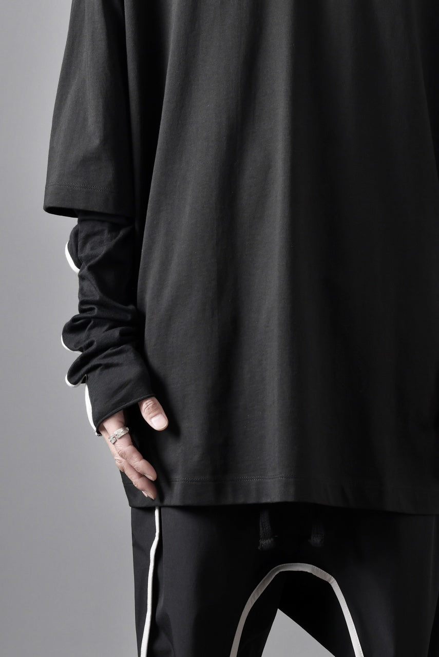 画像をギャラリービューアに読み込む, thom/krom OVERSIZED LAYER PIPING SLEEVE TEE / COTTON JERSEY (BLACK)