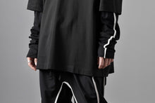 画像をギャラリービューアに読み込む, thom/krom OVERSIZED LAYER PIPING SLEEVE TEE / COTTON JERSEY (BLACK)