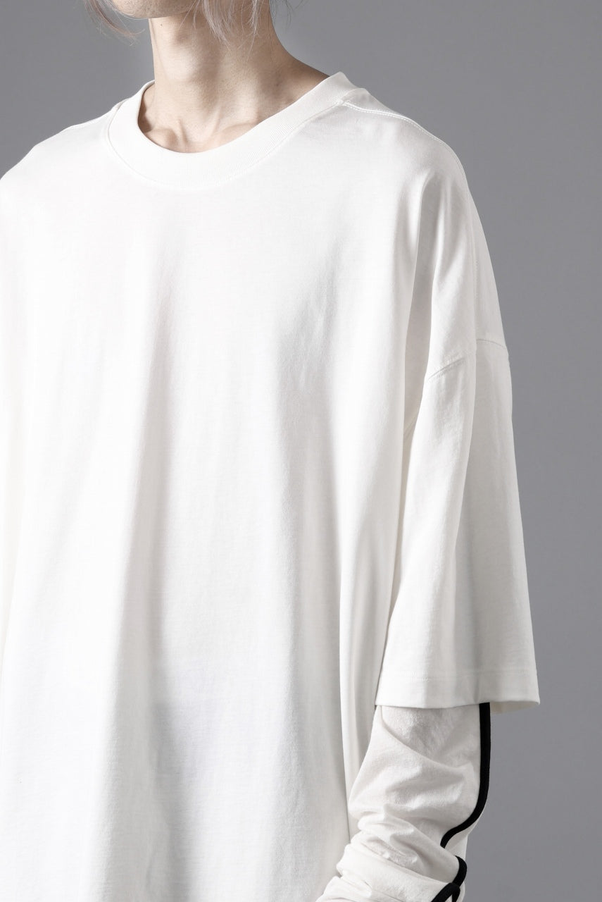 thom/krom OVERSIZED LAYER PIPING SLEEVE TEE / COTTON JERSEY (CREAM)